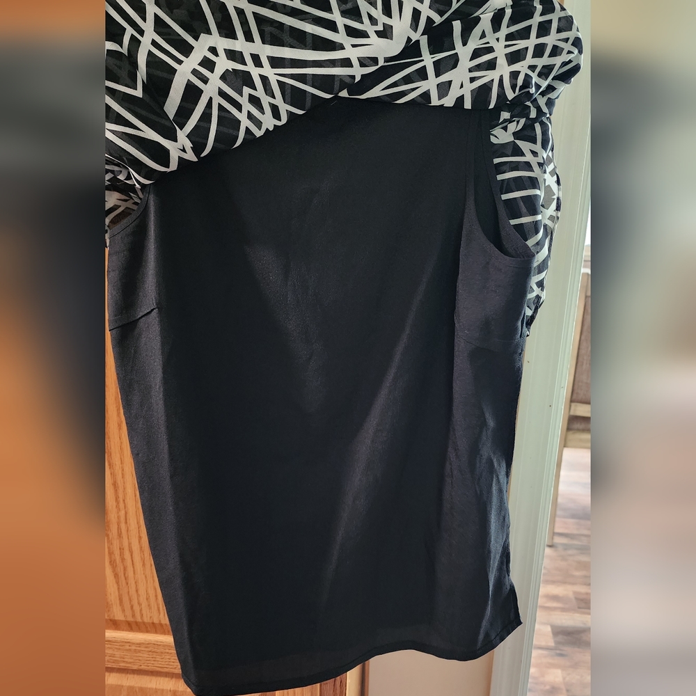 Calvin Klein Black and Gray Tunic Blouse Women's XS Oversize - Picture 3 of 5